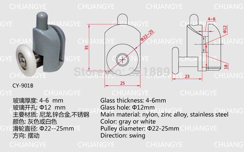 8 Shower door rollers runners wheels pulleys pulleys "Rolli"