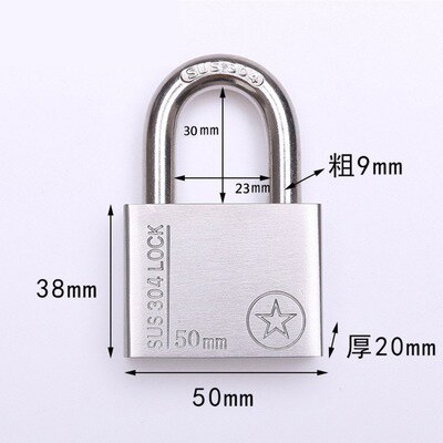 Stainless Steel 304 Same key Open all Padlock Cabinet Outdoor Lock Head Furniture Lock Waterproof Rust-Proof Door Lock: TK50mm-short