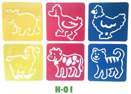 108 allerlei Figuren Schilderen Templates Voorschoolse Vroeg Onderwijs Tekening Tools Stencil voor Kids Air Brush/Spray voor Muur /venster: H-01 (6pcs)