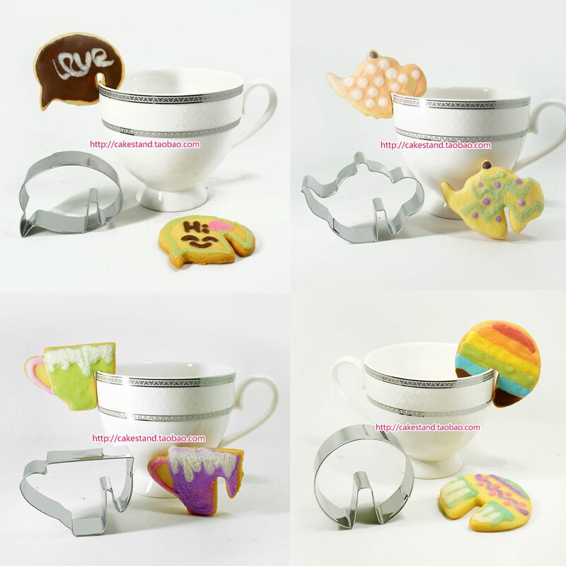 Theepot cirkel metalen koekjesvorm hangende beker patisserie koekjesvorm reposteria fondant cupcake gebak bakgereedschap