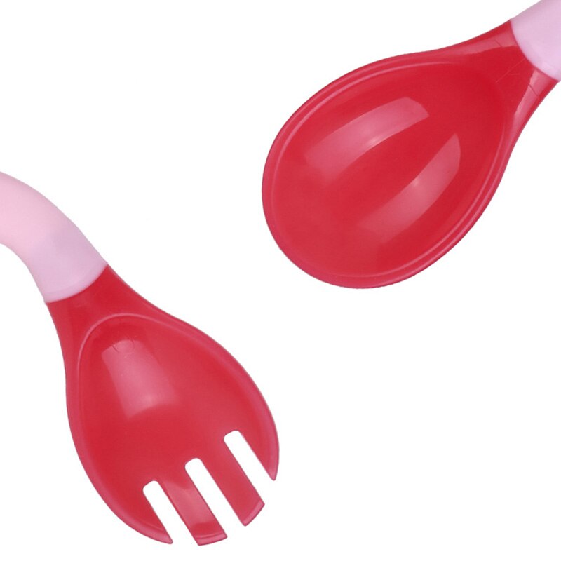 Baby Silicon Spoon Fork With Case Baby Safety Temperature Heat Sensing Feeding Spoon Kids Children Flatware Feeding Spoons