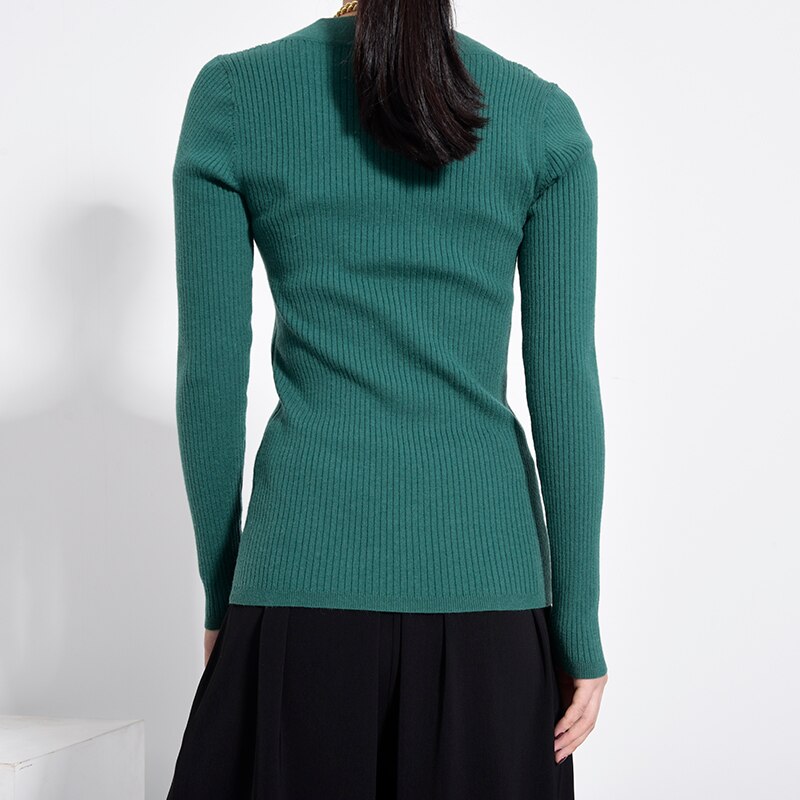 [EAM] vert tricot pull coupe ample col carré à manches longues femmes pulls nouvelle marée automne hiver 1Y57906