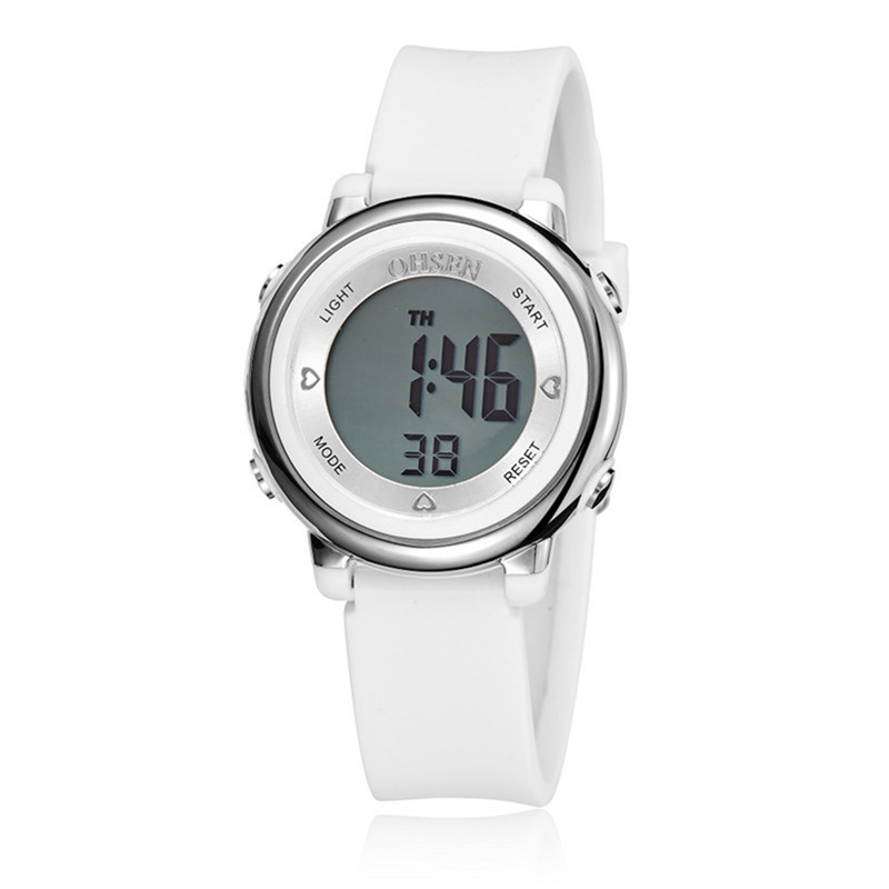 Relogio Feminino Digitale Handgelenk Uhr Weibliche Uhr Sport Uhren Frauen Wasserdichte LED Elektronische Uhr Für Frauen Laufen draussen: Weiß