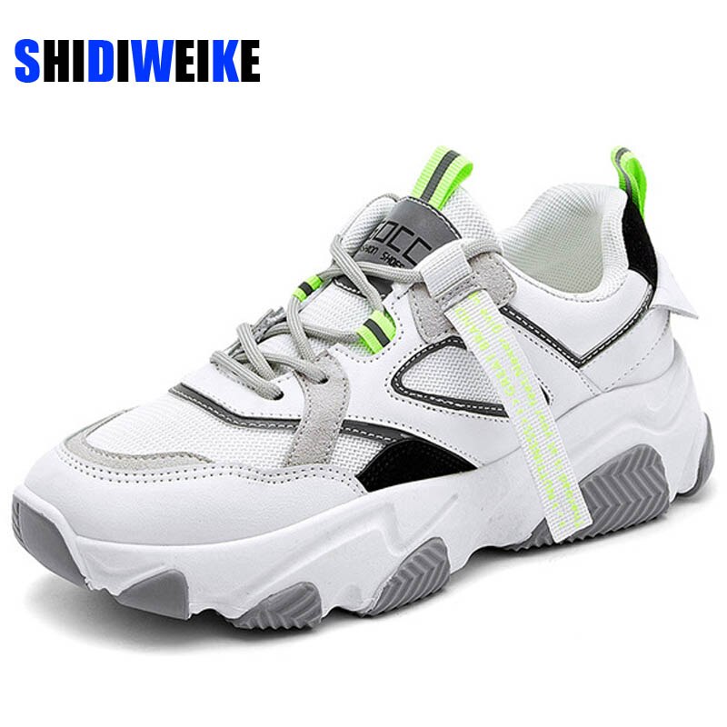Andningsbara vita skor dam sneakers på plattform kvinnliga fritidsskor student sneakers för dam  ab519