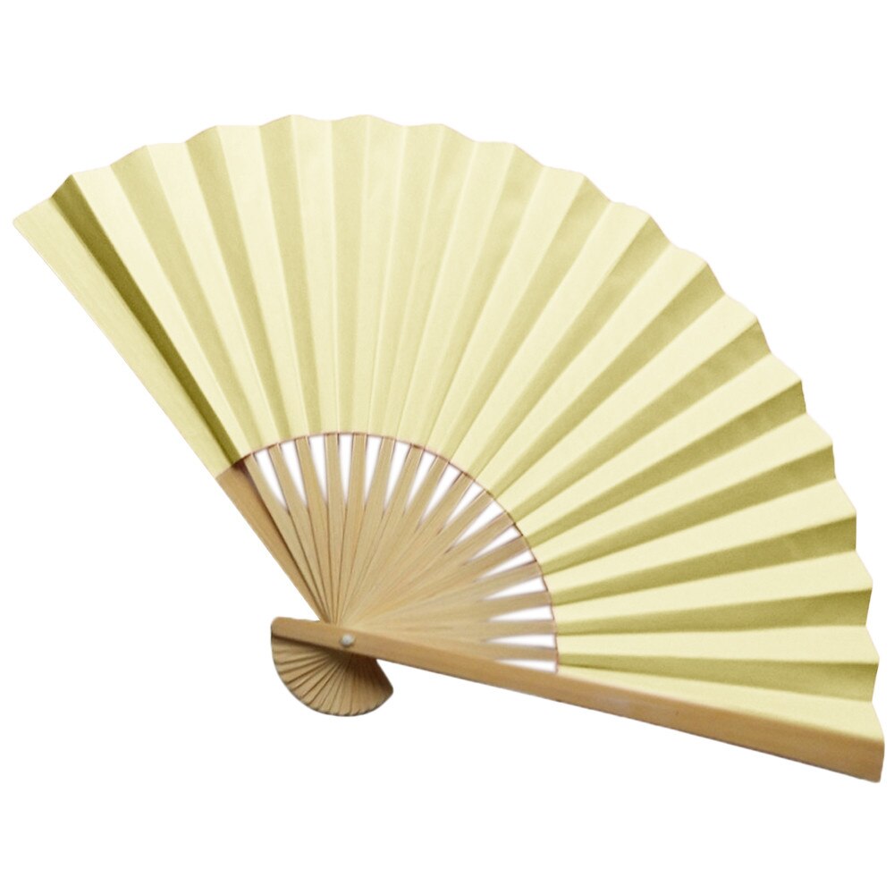 Classic Style Flower Fabric Bamboo Folding Dance Hand Fan Beige Summer Vintage Bamboo Folding Hand Held Fan Chinese Dance #W2: C