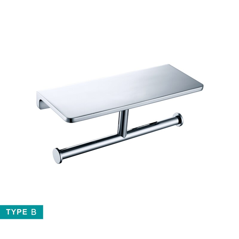 Toilet Roll Double Paper Long Holder with Rack Hanger Bathroom WC Accessories Hardware Matt Black Gold Chrome