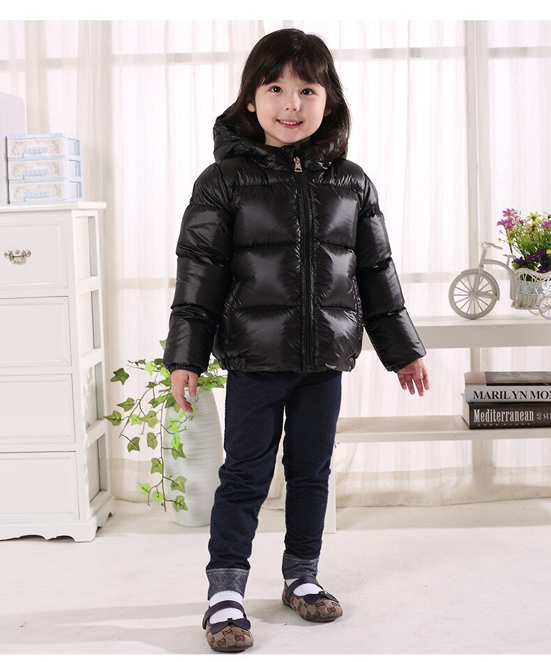 Goose Down Jacket para crianças, casaco quente, branco