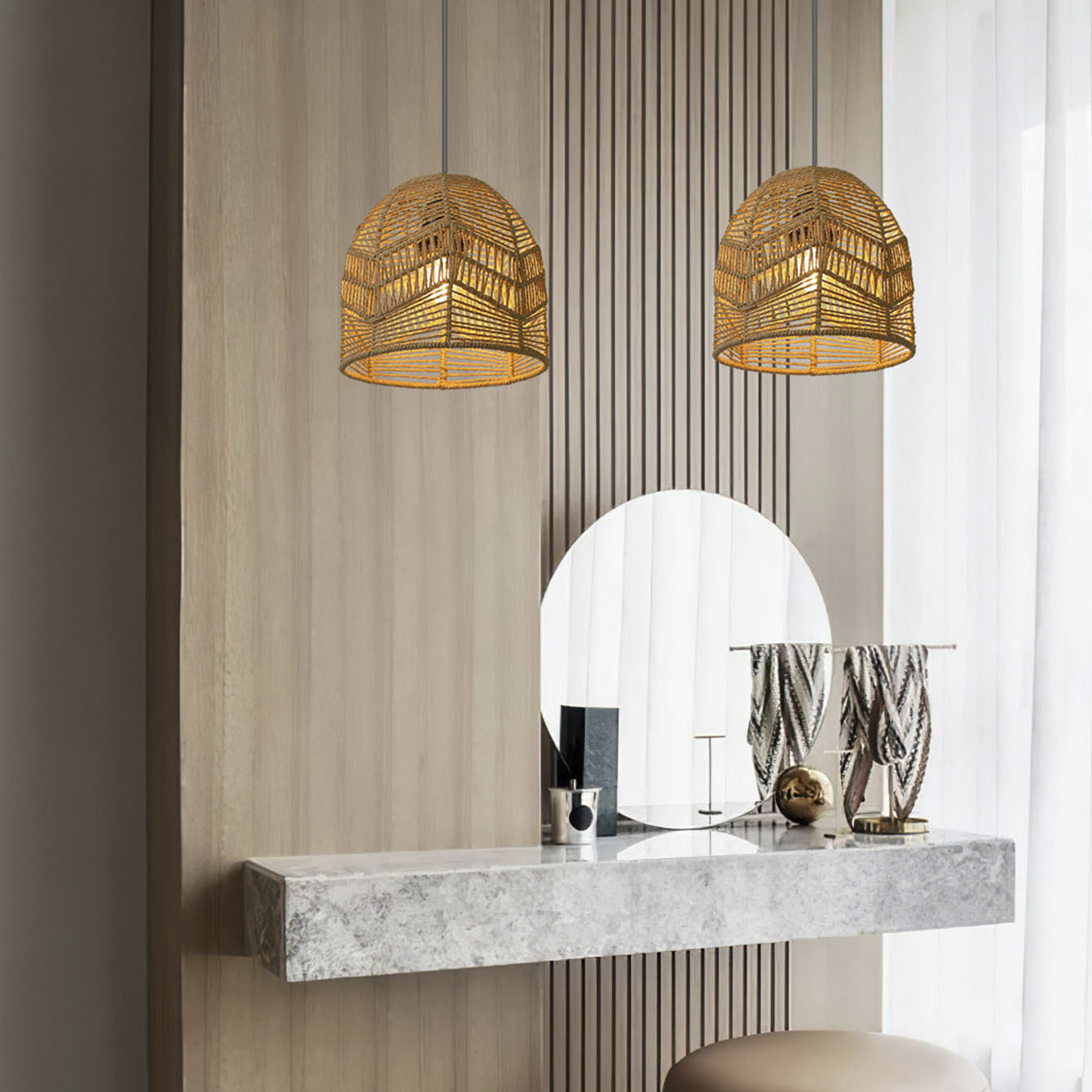 Papieren touw lampenkap Handgeweven verlichtingsaccessoires Gastgezinnen Hanglampen Covers