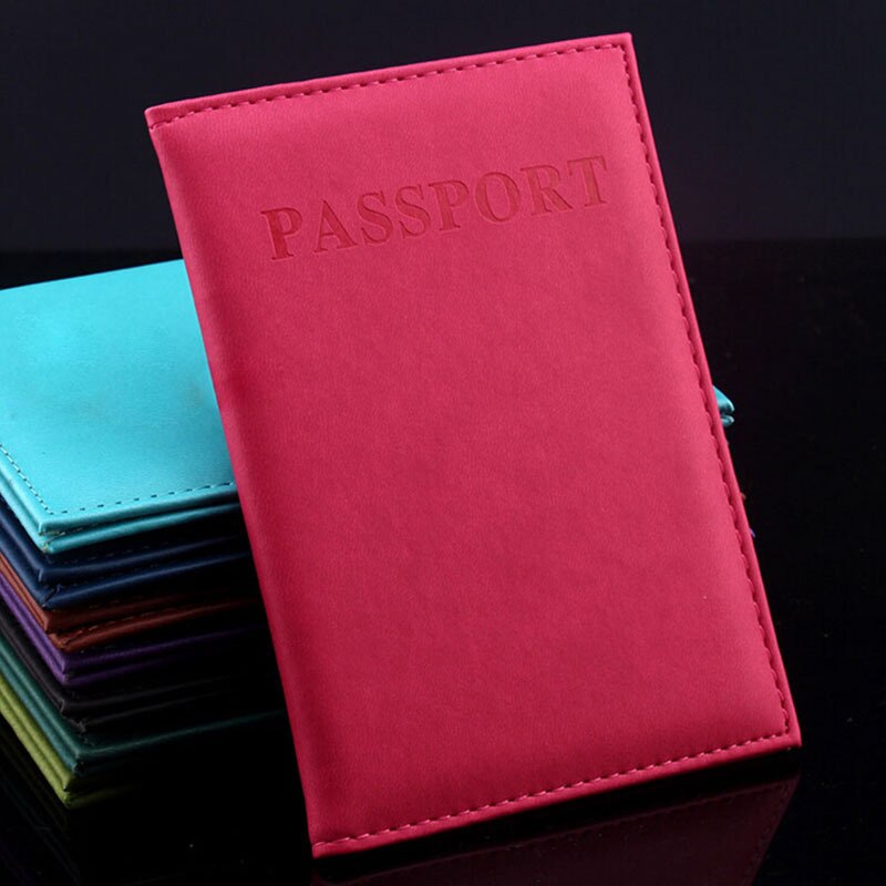 Artificial Leather Women Passport Holder Couple Models Women's Travel Passport Cover Unisex Card Case Man Card Holder: Red