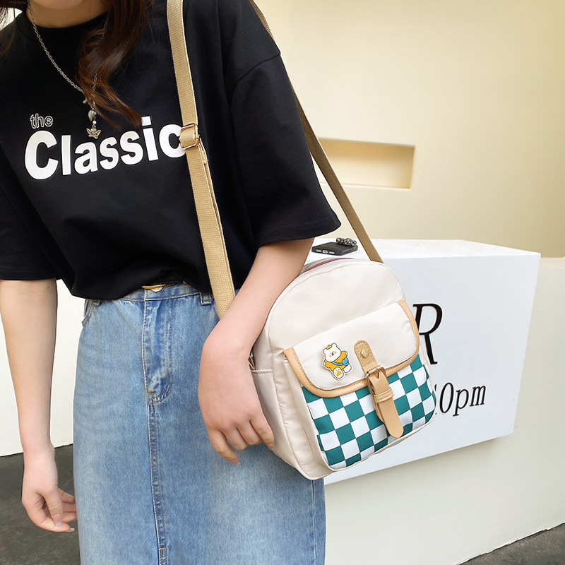 Damen-schultertaschen, karierte rucksäcke, nylon-umhängetaschen für damen, tragbare schultaschen, handtaschen für mädchen