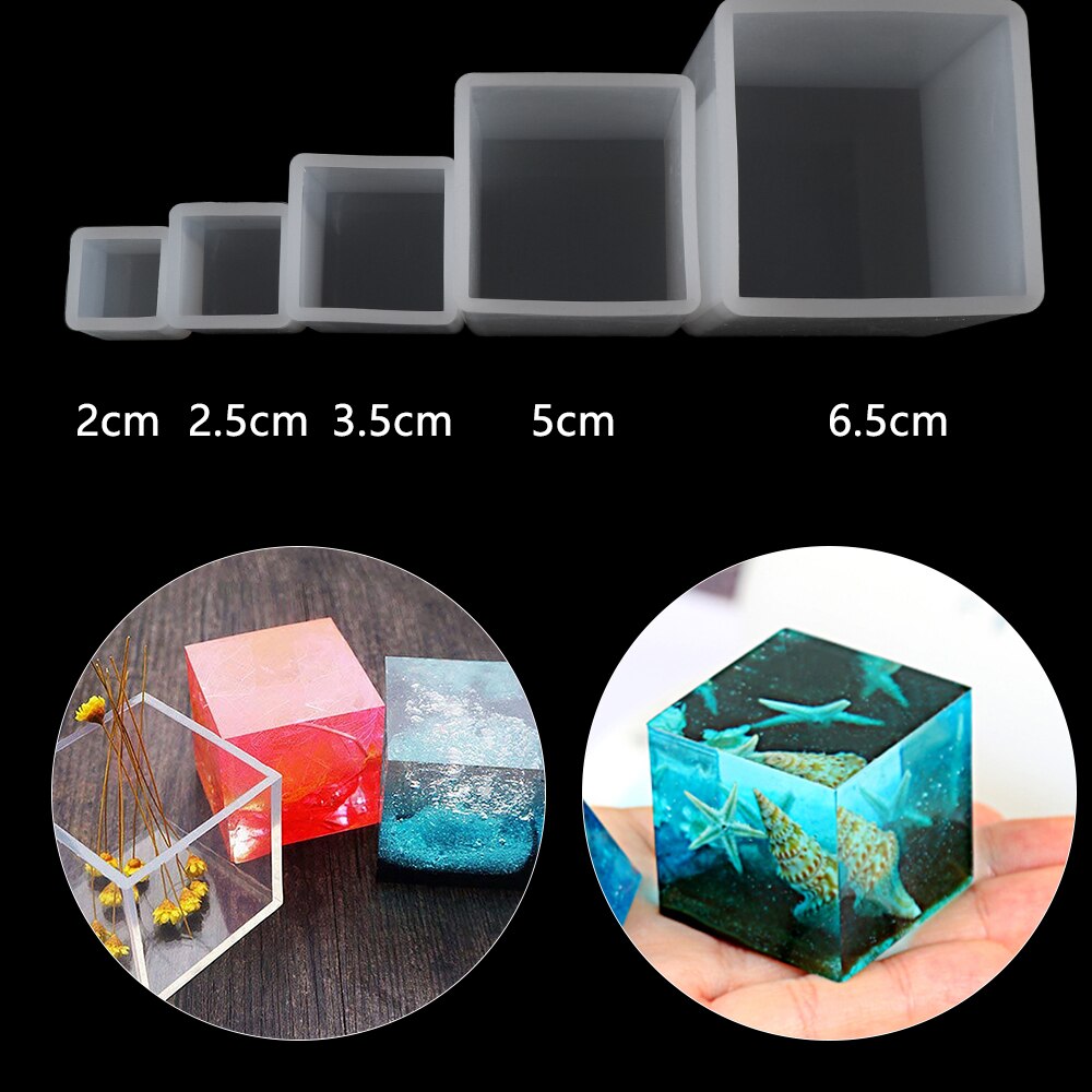 Gennemsigtig silikone firkantet terningform krystal uv epoxyharpiks forme diy sæbe vedhæng smykker gør værktøj tilbehør