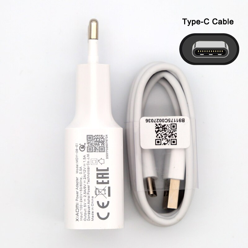 Xiaomi 18W caricabatterie rapido QC 3.0 caricatore USB tipo-c per Xiaomi Redmi note 7 8 Pro 9 S Redmi 7 8 8A 6A Mi 8 Lite Mi 9 SE 9t Max 3 A3: White Charger Cable