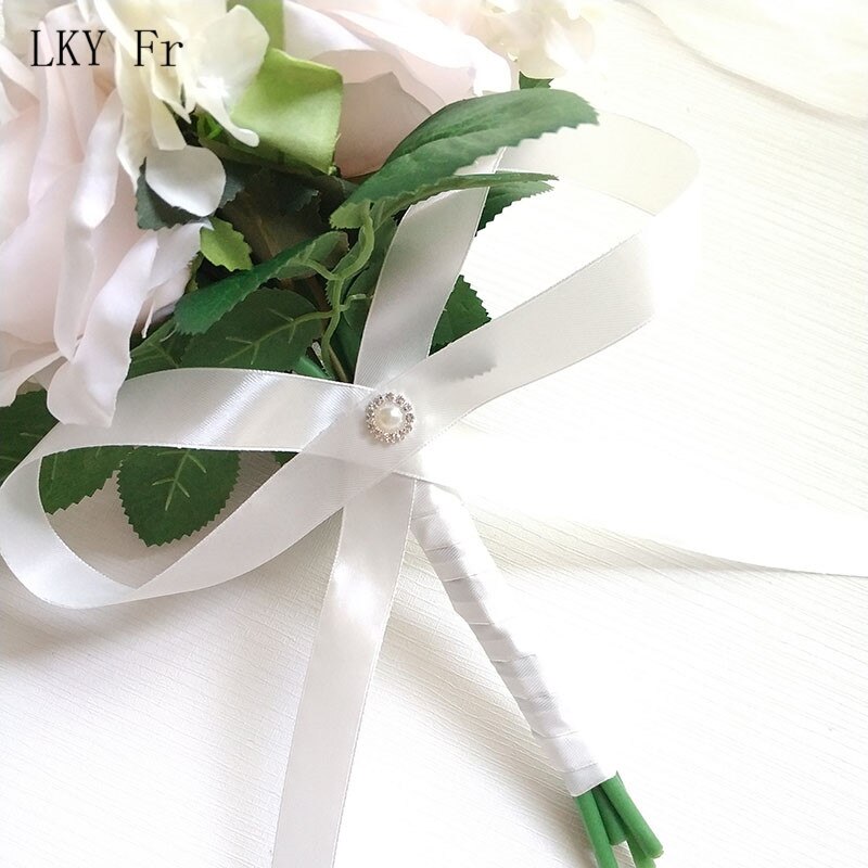 Lky fr bryllupsbukett silke roser brudebukett kunstige blomster bryllupsbuketter til brudepike dekor bryllup tilbehør