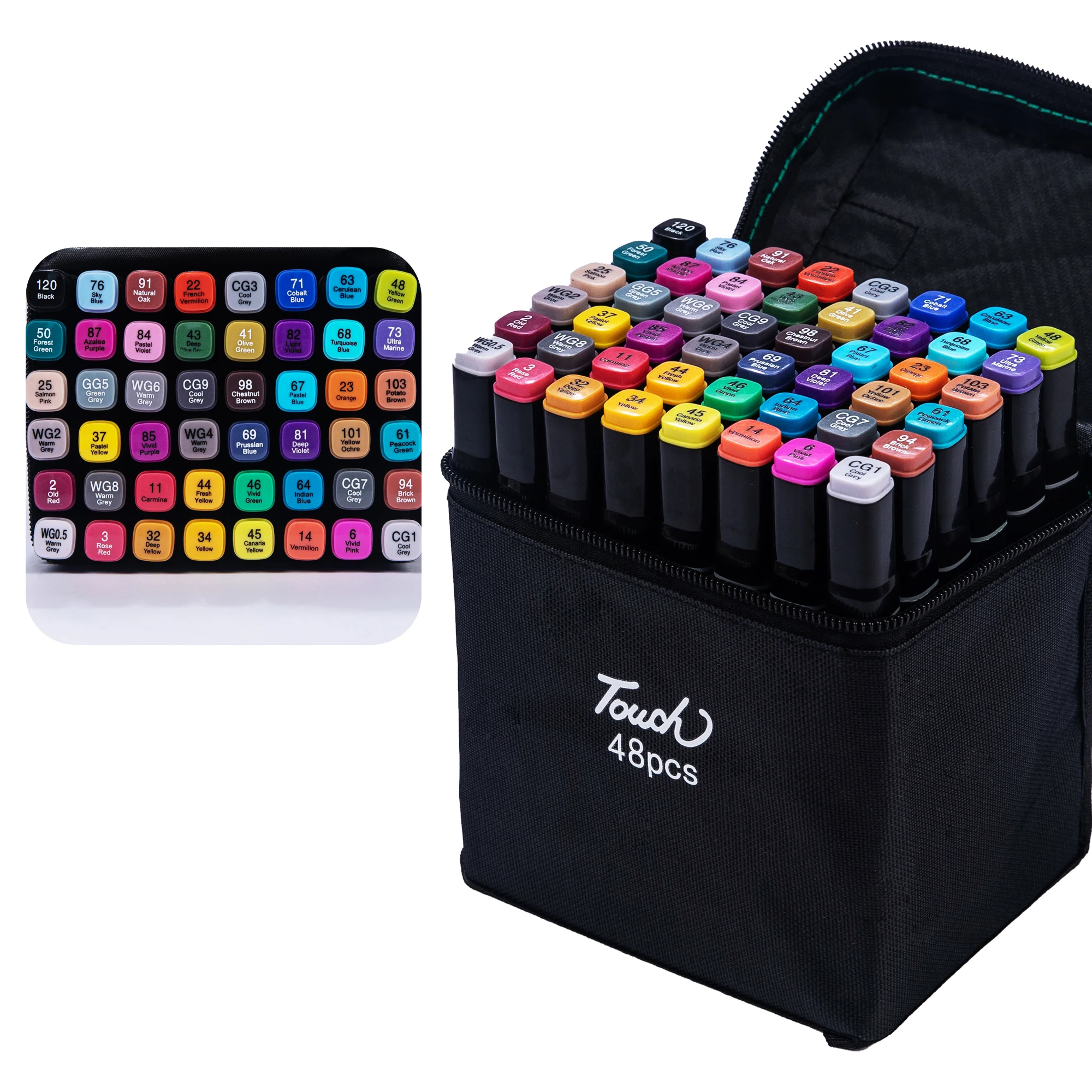 Juego de marcadores de dibujo de doble cabeza, 24-80 colores, pinceles suaves, Graffiti, Manga, boceto, Alcohol, marcador a base aceitosa, suministros de pintura: Rojo