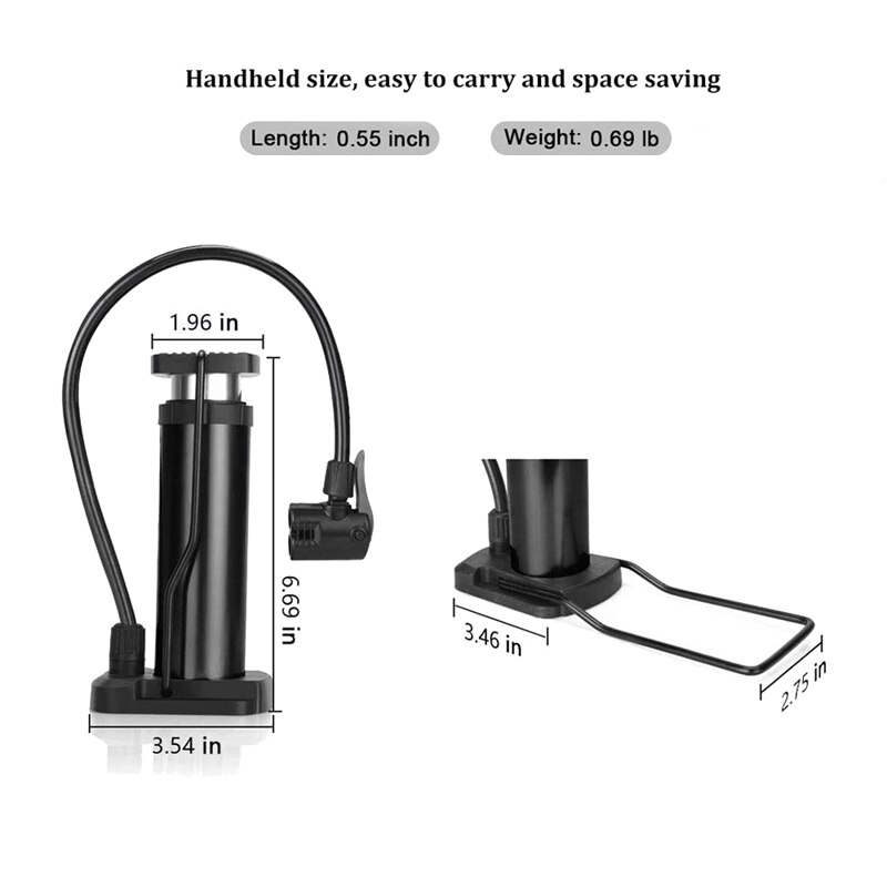 Portable Bike Pump,Tire Pump Fits for Presta and Schrader Valve Gas Needle Bike Floor Pump for Basketballs,Racing Bike