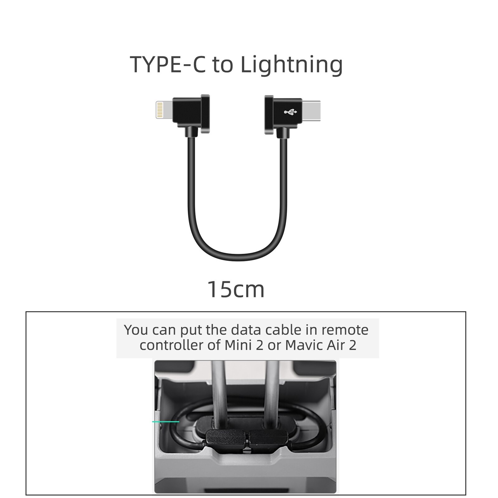 1M DJI Mini 2/Air 2 Drone Remote Controller Data Connected Cable Line Wire Phone Iphone/Tablet TYPE-C IOS For DJI Mavic Drone Ac: 15CM for Iphone