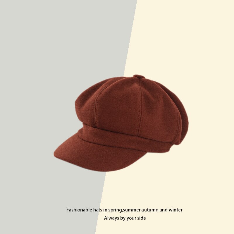 Ladies Womens Girls Black 8 Panel Wool Blend Baker Boy News Boy Flat Cap Hat: Caramel