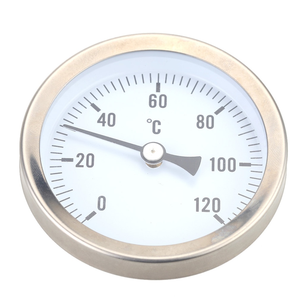 63mm Dial Horizontal Thermometer Aluminum Temperature Gauge Meter Liquid Water