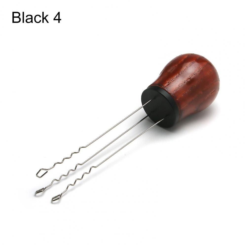 Coffee Distribution Needle Durable Coffee Tamper Leveler Tool Needle Type Wide Application Wood Handle Coffee Stirrer: Black 4