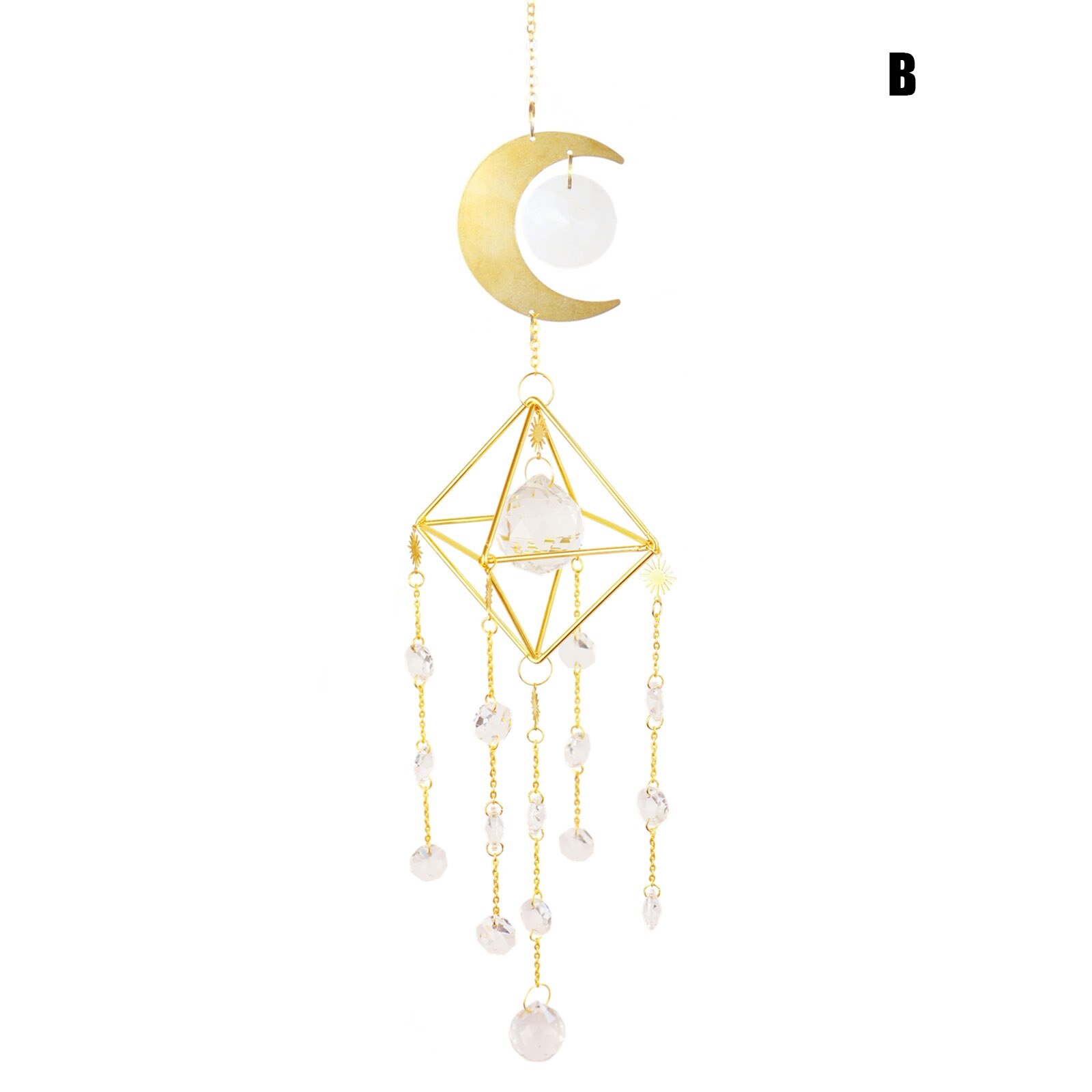 AB Rainbow Crystal Wind Chimes Suncatchers Rainbow Maker Window Prisms Hanging Decorations for Home Garden Decorative Chimes: B