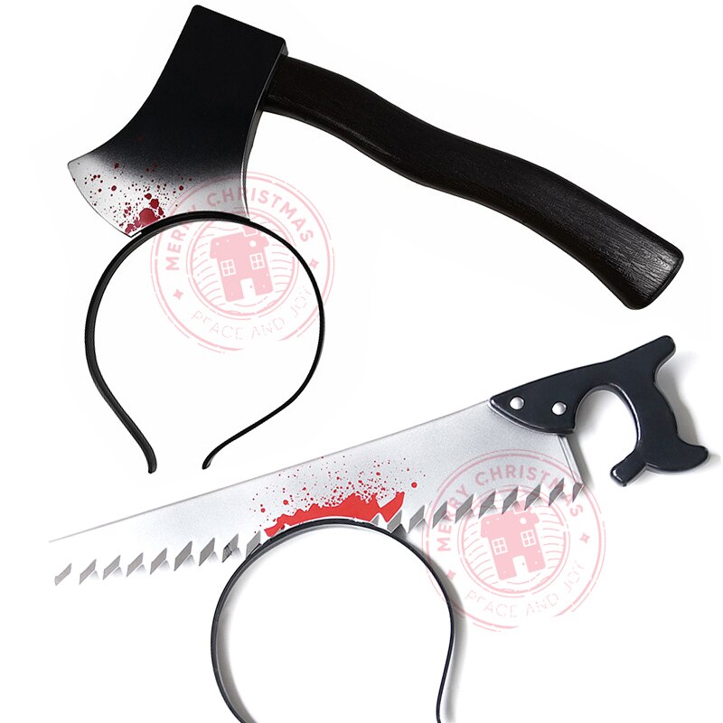 Nueva ropa de terror para Halloween, cuchillo para cabeza, tijeras, jeringa, diadema terrorista, disfraz de , juguete para trucos, accesorios de parodia