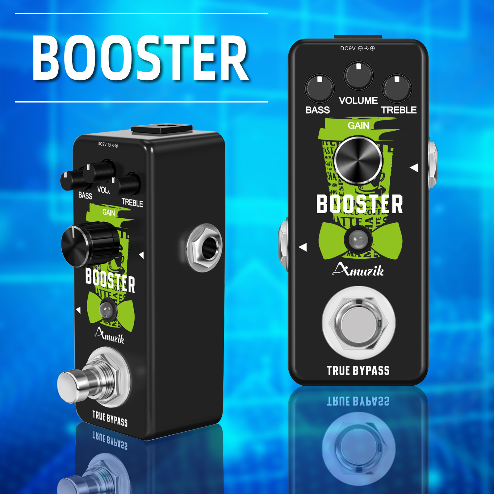 Mini booster guitar effektpedal, true gain booster, micro clean boost pedal til elektrisk guitar pure clean mini booster pedaler