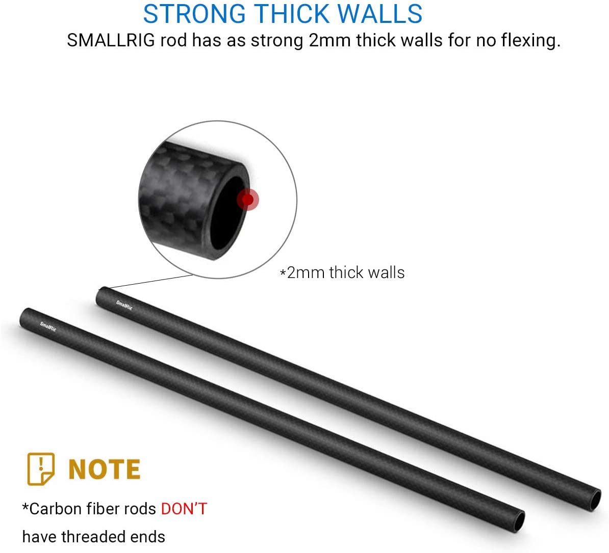 SmallRig 15mm Carbon Fiber Rod 4 zoll Lange für 15mm Stange Licht Gewicht Unterstützung System DSLR Kamera Rig -1871 (Pack von 2)