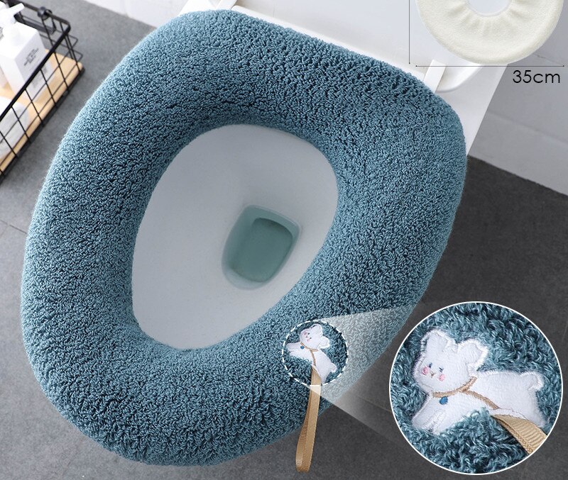 Winter Large Universal Keep Warm Waterproof Soft Toilet Mat Washable Thicken Bathroom Supplies Toilet Seat Cover Accessories: K