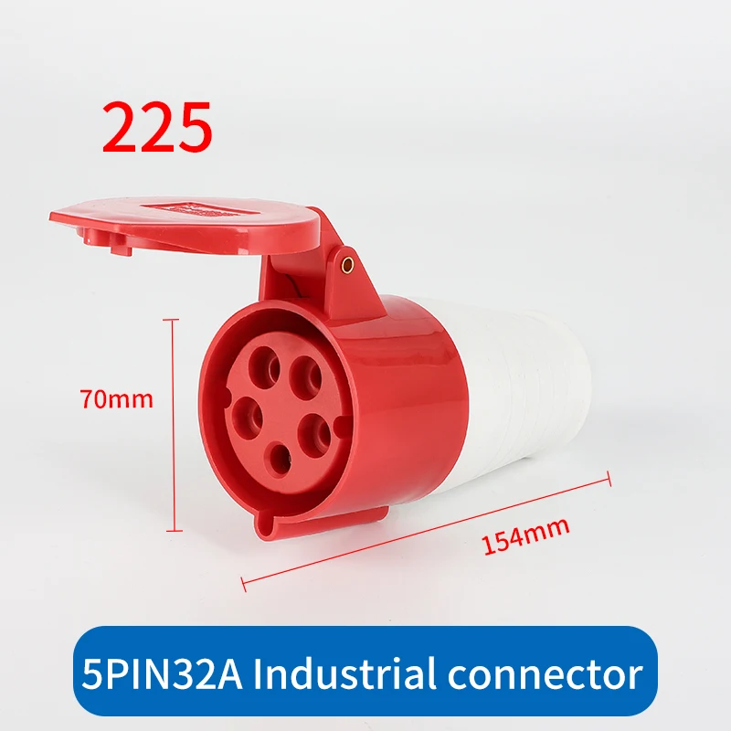 Industrial plug and socket waterproof connector 3PIN 4PIN 5PIN 32A IP44 waterproof electrical connection wall mount socket: Red