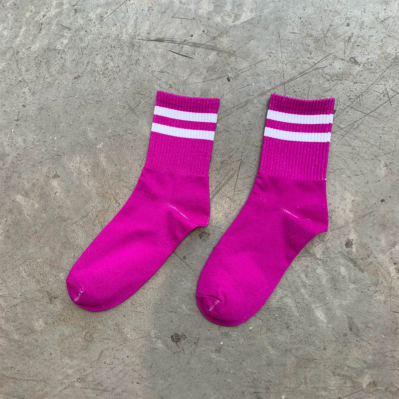 Stilig ren farge klassiske striper casual neon sokker kvinner harajuku fluorescens grønne korte sokker vinter bomull sokker unisex