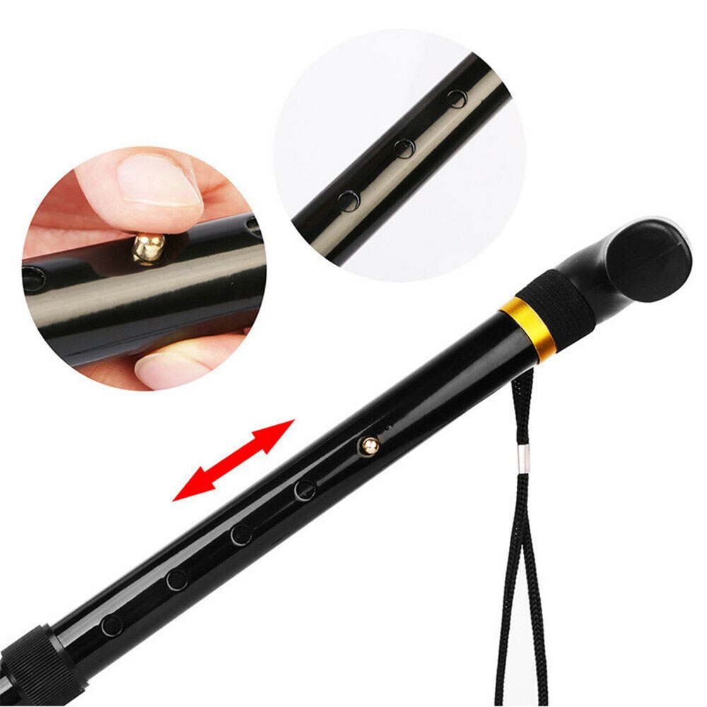 Folding Cane Walking Sticks Adjustable Aluminum Metal Walking Stick Folding Collapsible Travel Cane Black Mountaineering
