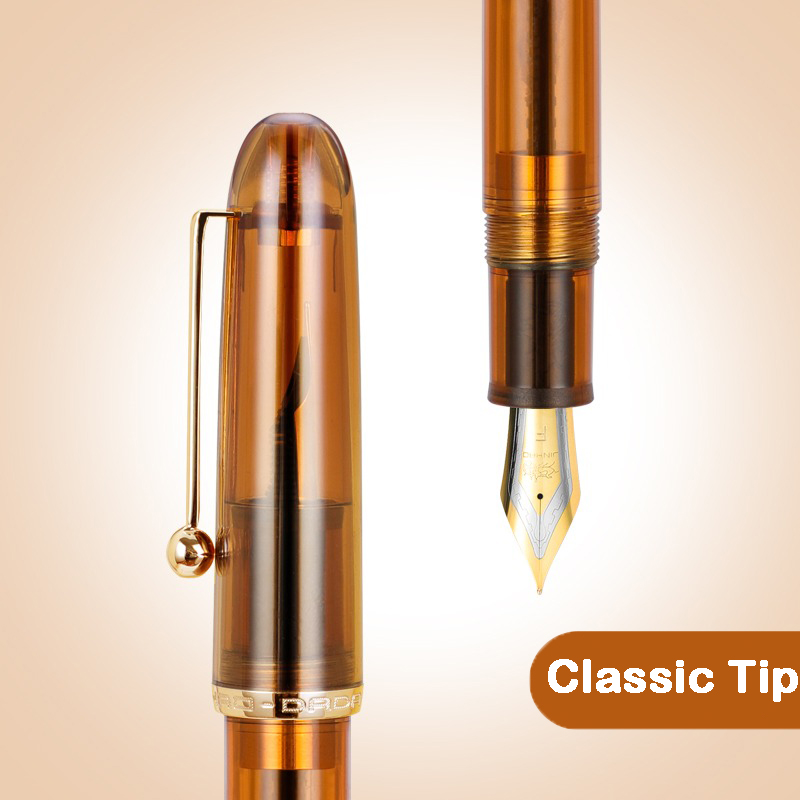 JINHAO 9016 Fountain Pen Acrylic Transparent White Spin Pen EF F M Nib Stationery Office School Supplies Writing Pen PK 9019: light green / B