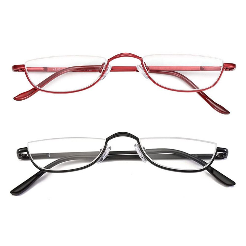 + 1.00 ~ + 4.0 Unisex Leesbril Veerscharnier Metalen Half Moon Leesbril Ultra Lichte Hars Brillen Half frame Glazen