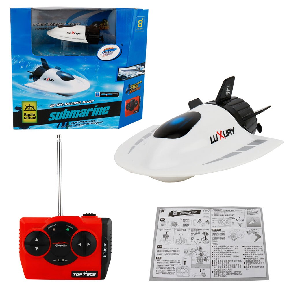 27 mhz mini rc ubådsradio fjernbetjening elektronisk udendørs vandlegetøj universal rc speedbådsmodel til børn: Hvid