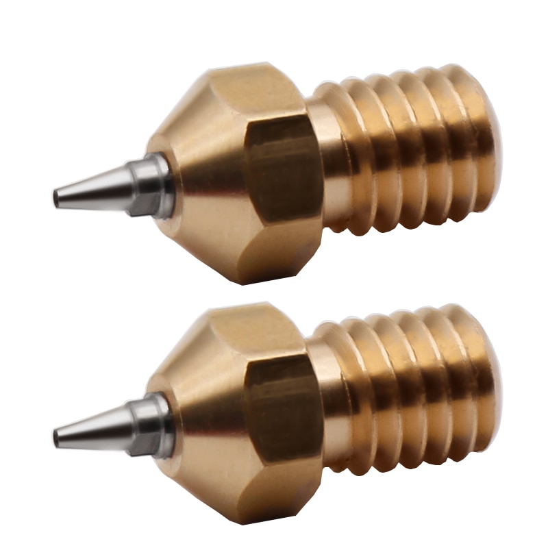 2pcs 3d printer Nozzle E3D V6 V5 Brass Nozzle M6 threaded 0.2 0.3 0.4 0.5mm Removable Stainless Steel Tips for 1.75mm filamne