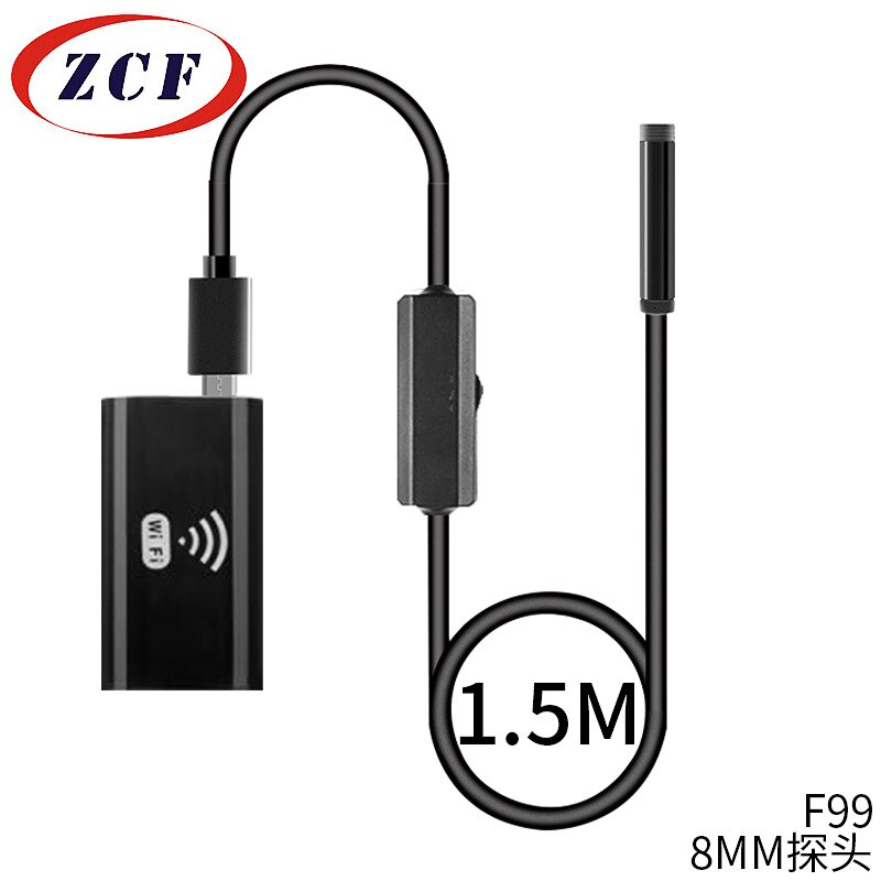 F99 Wifi Endoscope Camera HD720P 8mmLens USB Camera Semi-rigid Cable Waterproof Iphone Android Wireless Car Inspection Borescope: 1.5m