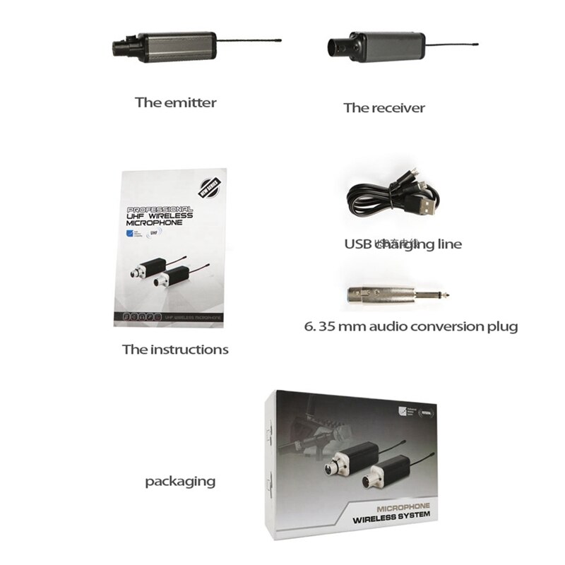 Microphone Wireless System Transmitter and Receiver for Dynamic Microphone Audio Mixer Wireless Microphone
