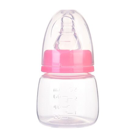 60ml naturlig følelses mini ammeflaske standard kaliber til nyfødt baby drikkevand, der fodrer mælk frugtsaft: Lyserød