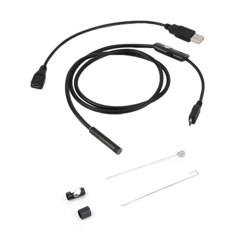 Waterproof 720P 1M 7mm Lens USB Cable Mini Rigid Inspection Camera Snake Tube Endoscope Borescope With 6 LED For Android Phone