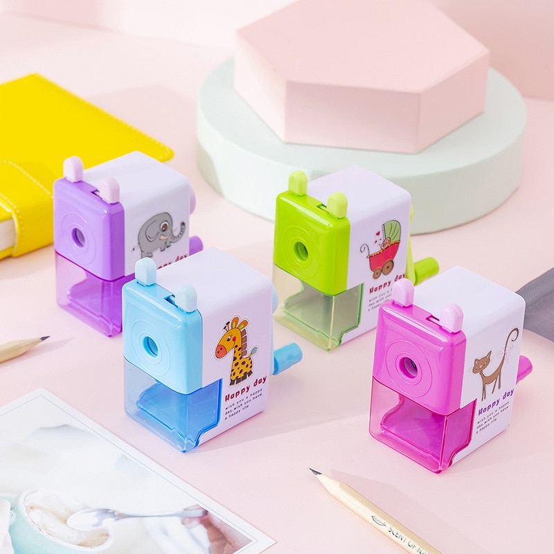 Sacapuntas de mano para niños, pluma de estudio de papelería Kawaii, 1 ud.