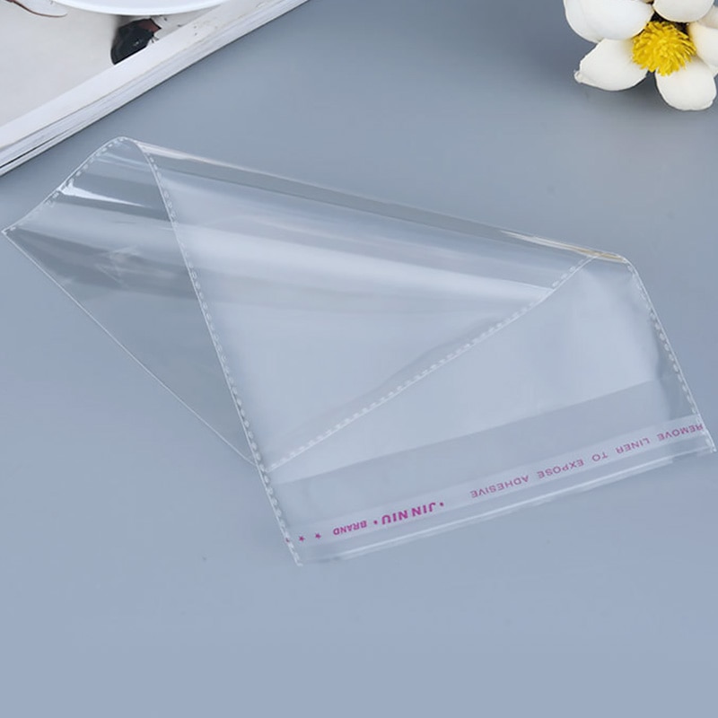 100Pcs Transparante Plastic Zakken Afdichting Transparante Tassen Sieraden Snoep Verpakking Pouches Cookie Verpakking Zelfklevende Zakken