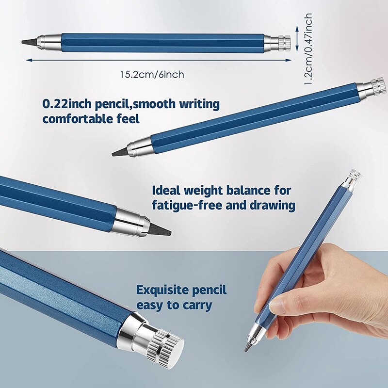 10 Piece 5.6mm Pencils Set Sketch Up Metal Automatic Mechanical Graphite Pencil for Crafting,Art Sketching,Woodworking