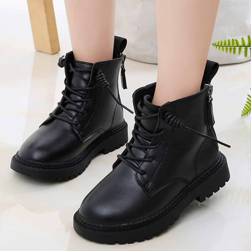 Peuter Jongens Zwart Lederen Schoenen En Najaar Baby Kinderen Laarzen Jongens Casual Sneakers Mode Meisjes Leren Schoenen Kids: 37