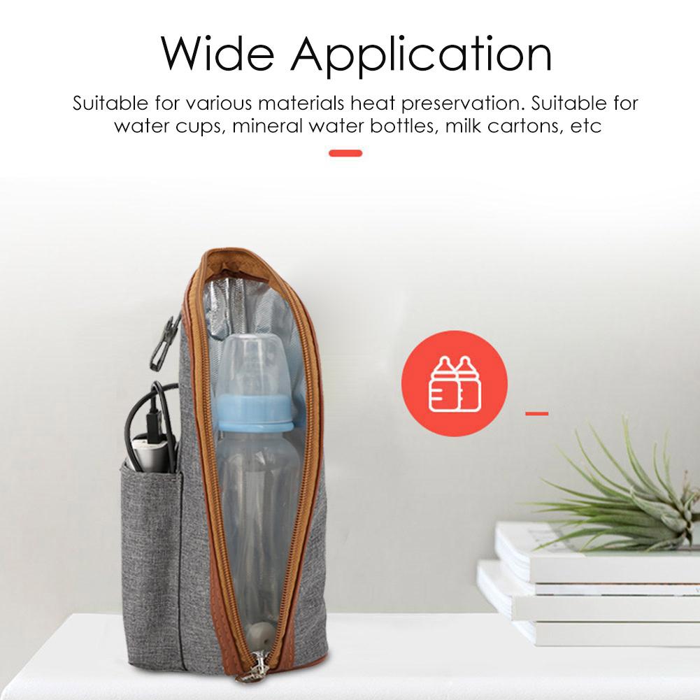 USB Heated Baby Feeding Milk Bottle Warmer Bag Thermostat Portable Travel Cup Car Milk Bottle Warm Up Bag