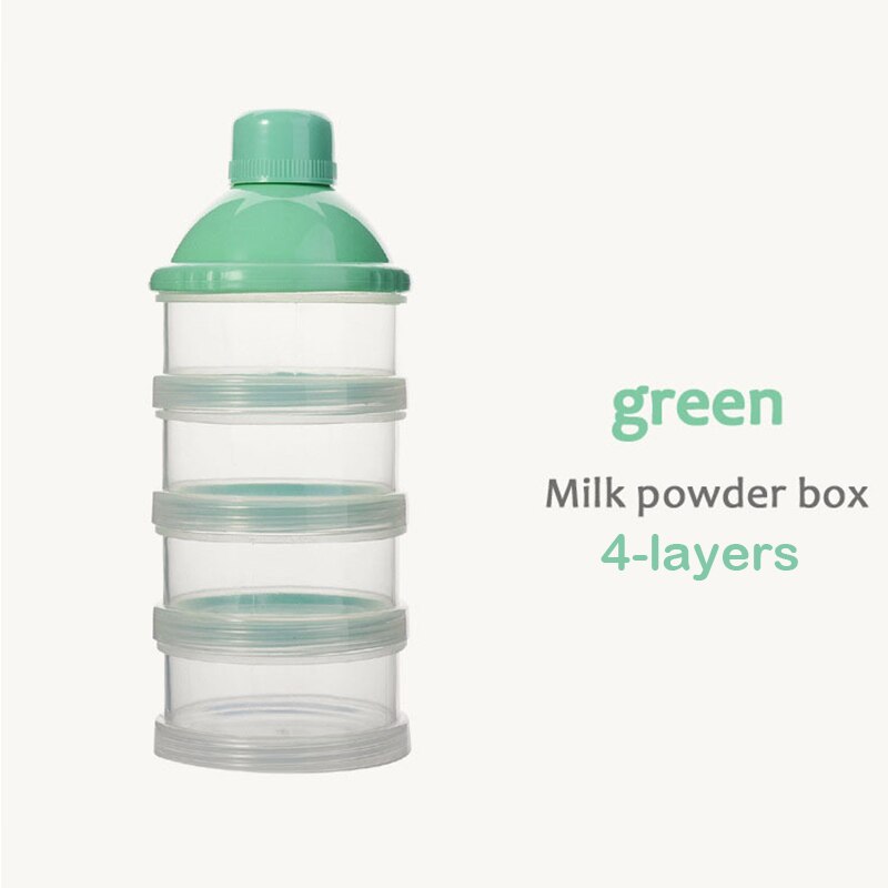 4/5 Grid Portable Milk Powder Formula Dispenser Container Storage Essential Cereal Boxes Toddle Baby Milk Powder Storage Box: 4 Layers Green