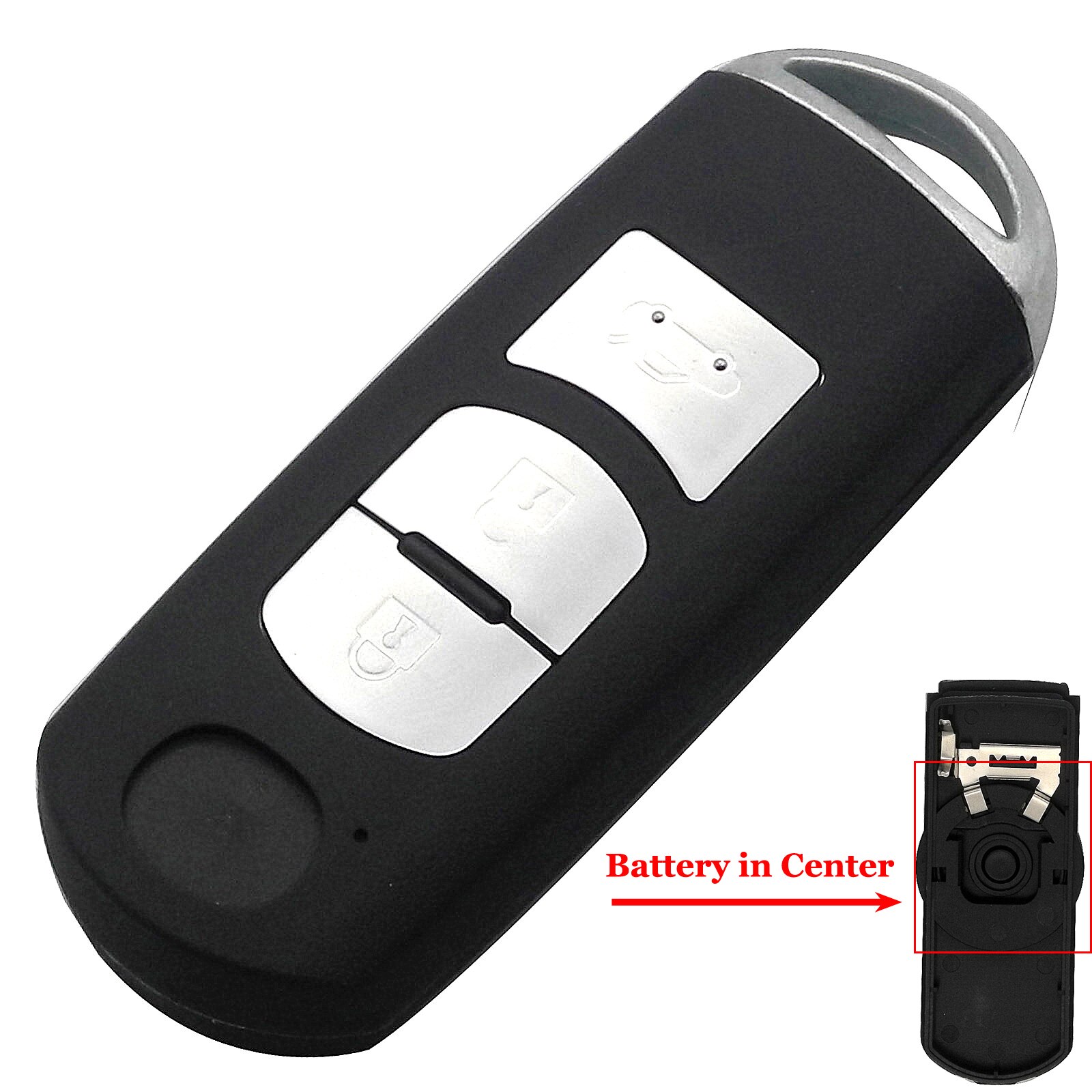 Jingyuqin 3- knops smart key behuizing voor mazda  m2 m3 m5 m6 cx-3 cx-5 demio axela premacy atenza auto afstandsbediening sleutelloze behuizing: Centrale batterijplaats