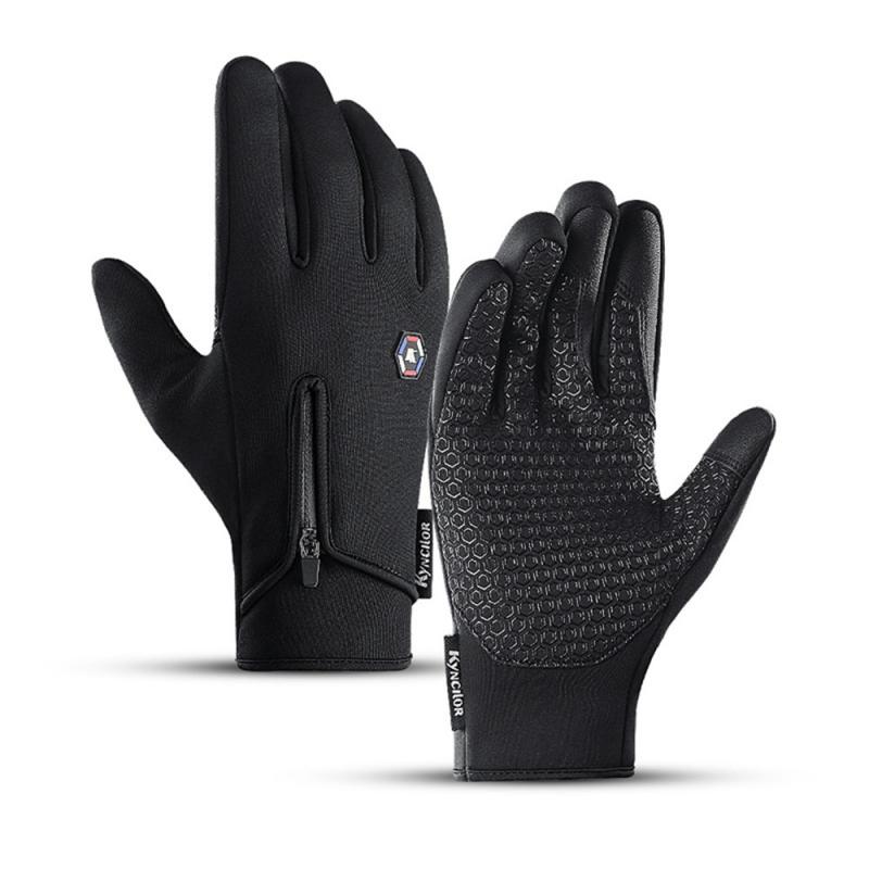 Kyncilor gants de cyclisme écran tactile vtt gants de vélo en plein air coupe-vent doigt complet gants d'hiver mitaines pour hommes femmes: Black / M