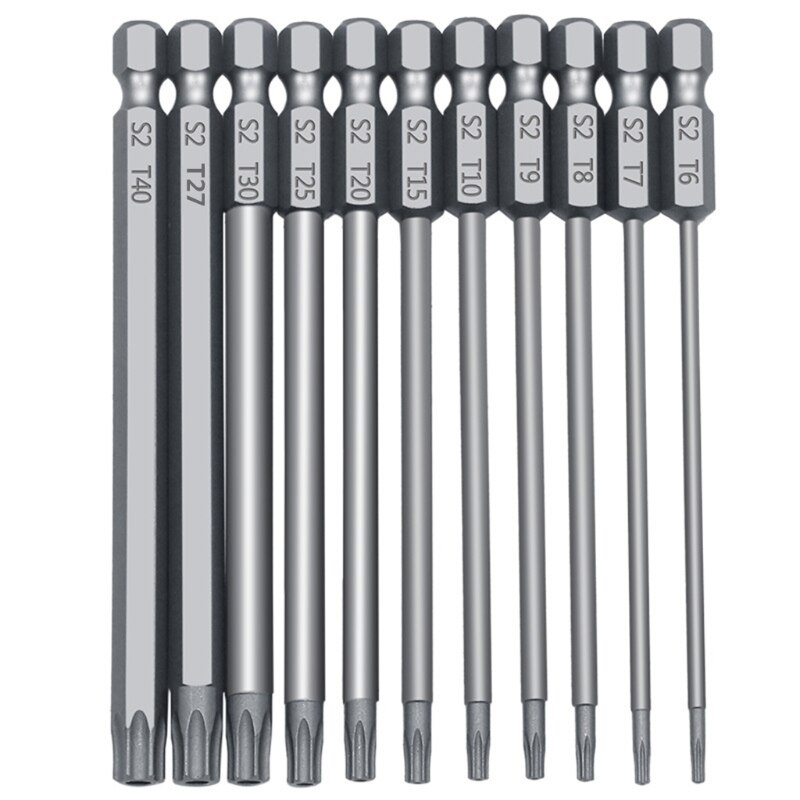11/12pcs Tamper Proof Security Drill Bit Set Torx Screwdriver Flat Head 1/4" Hex