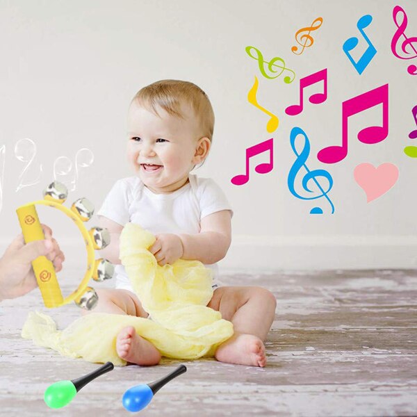 10 stk levende farve jingle klokker slæde klokker instrument på træhåndtag til baby børn børn musikalske legetøj