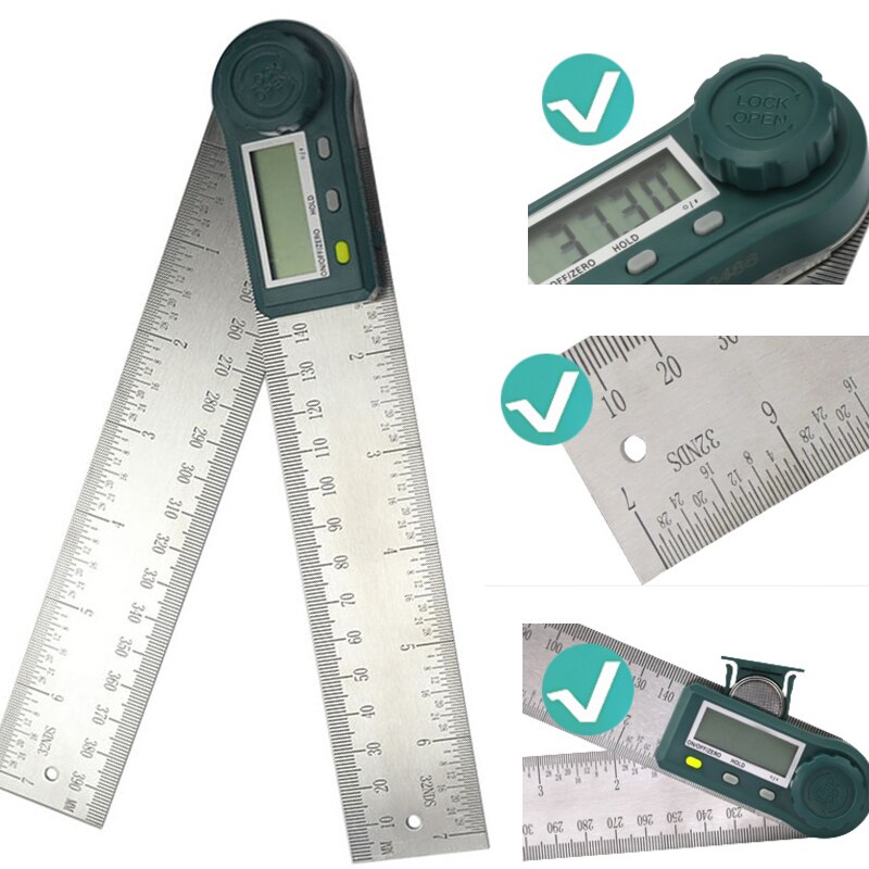 0-200mm 0-300mm Stainless Steel Digital Angle Ruler Inclinometer Carbon Fiber Electron Goniometer Protractor Angle Finder Meter